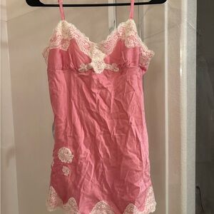 Vintage Express Pink and White Lace Chemise
